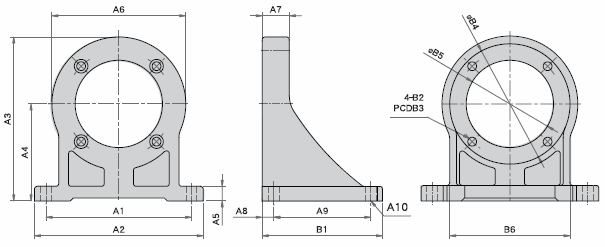 KSE, KSB 감속기 부속품(Foot Base Kits) 외형치수도