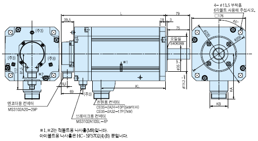 HC-SFS121(B)~HC-SFS301(B),HC-SFS202(4)(B)~HC-SFS702(4)(B),HC-SFS203(B), HC-SFS353(B)외형도