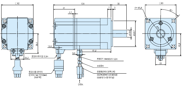 HC-KFS410 서보모터 외형도