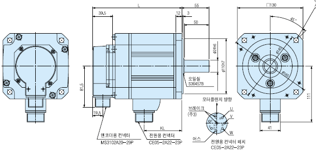 HC-LFS152 서보모터 외형도