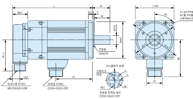 HC-RFS203B 서보모터 외형도