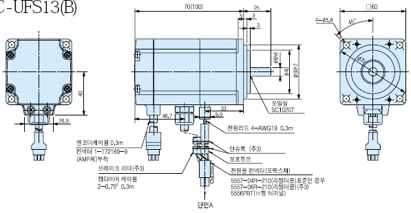 HC-UFS13B 서보모터 외형도