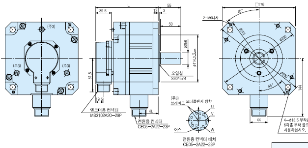 HC-UFS72B 서보모터 외형도