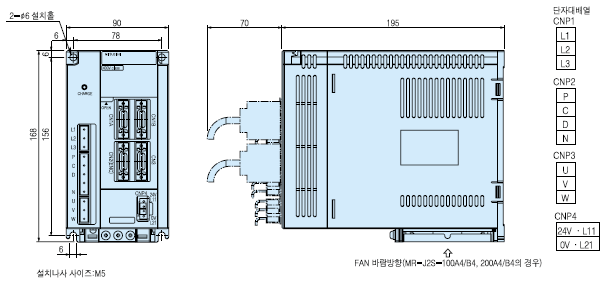 MR-J2S-100B4 서보앰프 외형도