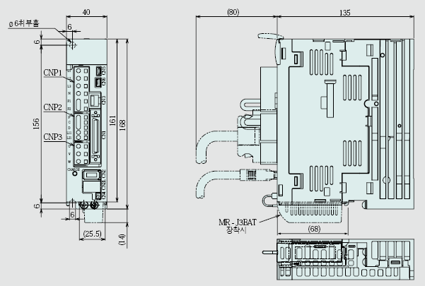 MR-J3-10A 서보앰프 외형도